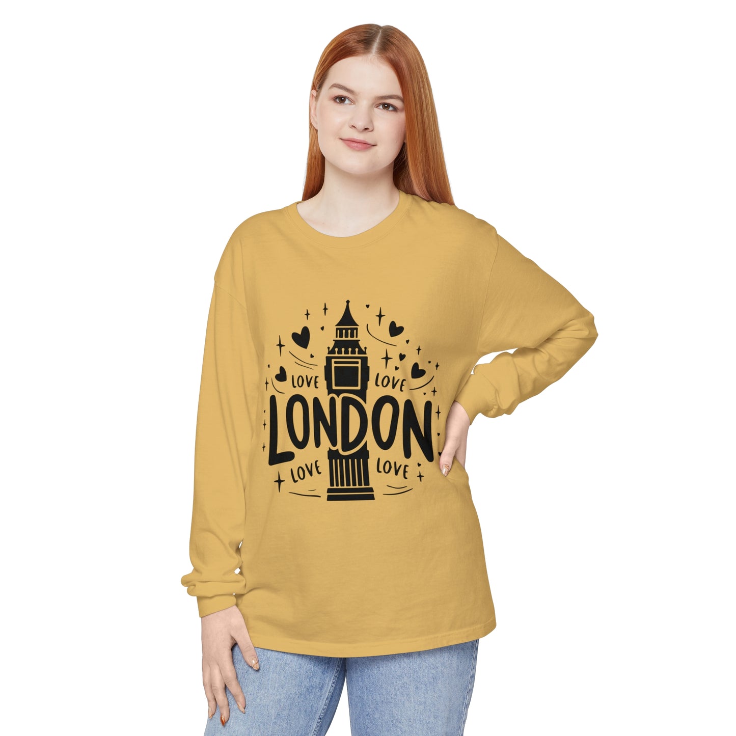 Unisex Garment-dyed Long Sleeve T-Shirt - Lovely London