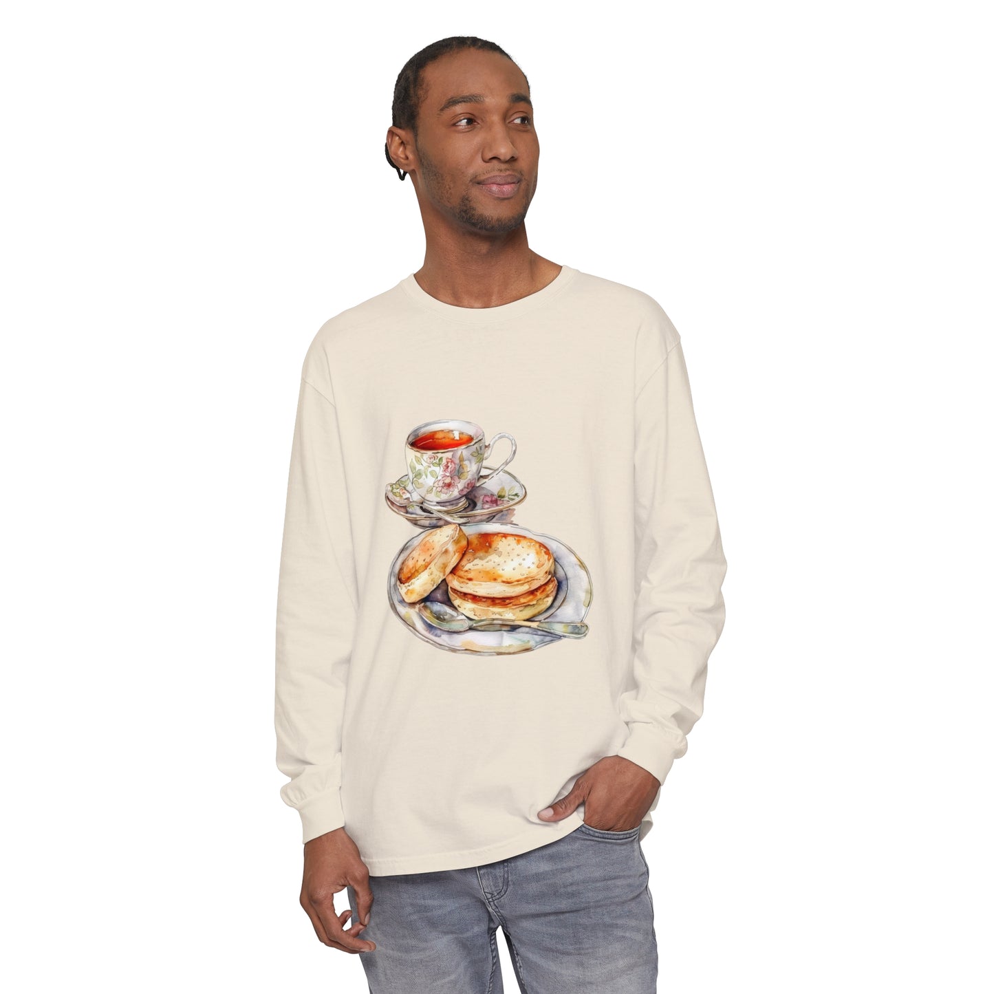 Unisex Garment-dyed Long Sleeve T-Shirt - British Food - Traditional Dishes and Culinary Delights