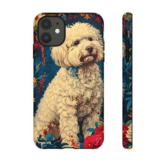 Cute Dog Phone Case, Pet Lover Gift, Floral Design Tough Case, Custom Dog Art, Birthday Gift for Dog Owners, Unique Phone Accessories