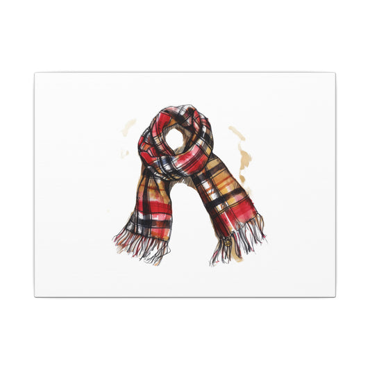 Autumn Scarf Canvas Art Print | Cozy Home Décor, Gift for Fall Lovers, Seasonal Wall Art, Unique Interior Design