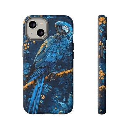 Tough Cases - Vibrant Blue Parrot Phone Case, Tropical Bird Phone Cover, Nature Lover Gift, Eco-Friendly Accessories, Unique Wildlife Decor