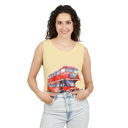 Unisex Garment-Dyed Tank Top - Classic London Double-Decker Bus Artwork