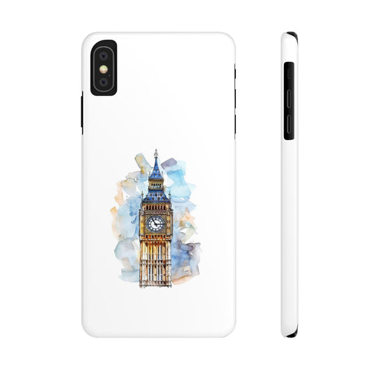 Stylish Slim Phone Case - Big Ben Watercolor Design, Unique Gift for Travelers, London Souvenir, Everyday Use, Phone Accessory