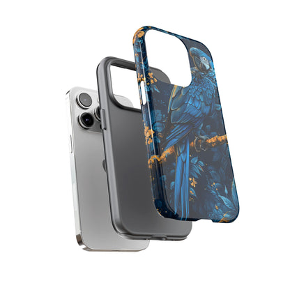 Tough Cases - Vibrant Blue Parrot Phone Case, Tropical Bird Phone Cover, Nature Lover Gift, Eco-Friendly Accessories, Unique Wildlife Decor