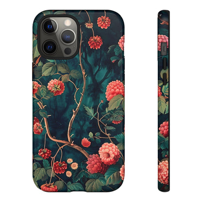 Floral Tough Phone Case with Vibrant Berry Design, Protective iPhone Skin, Gift for Nature Lovers, Elegant Tech Accessory, Unique Gift Idea