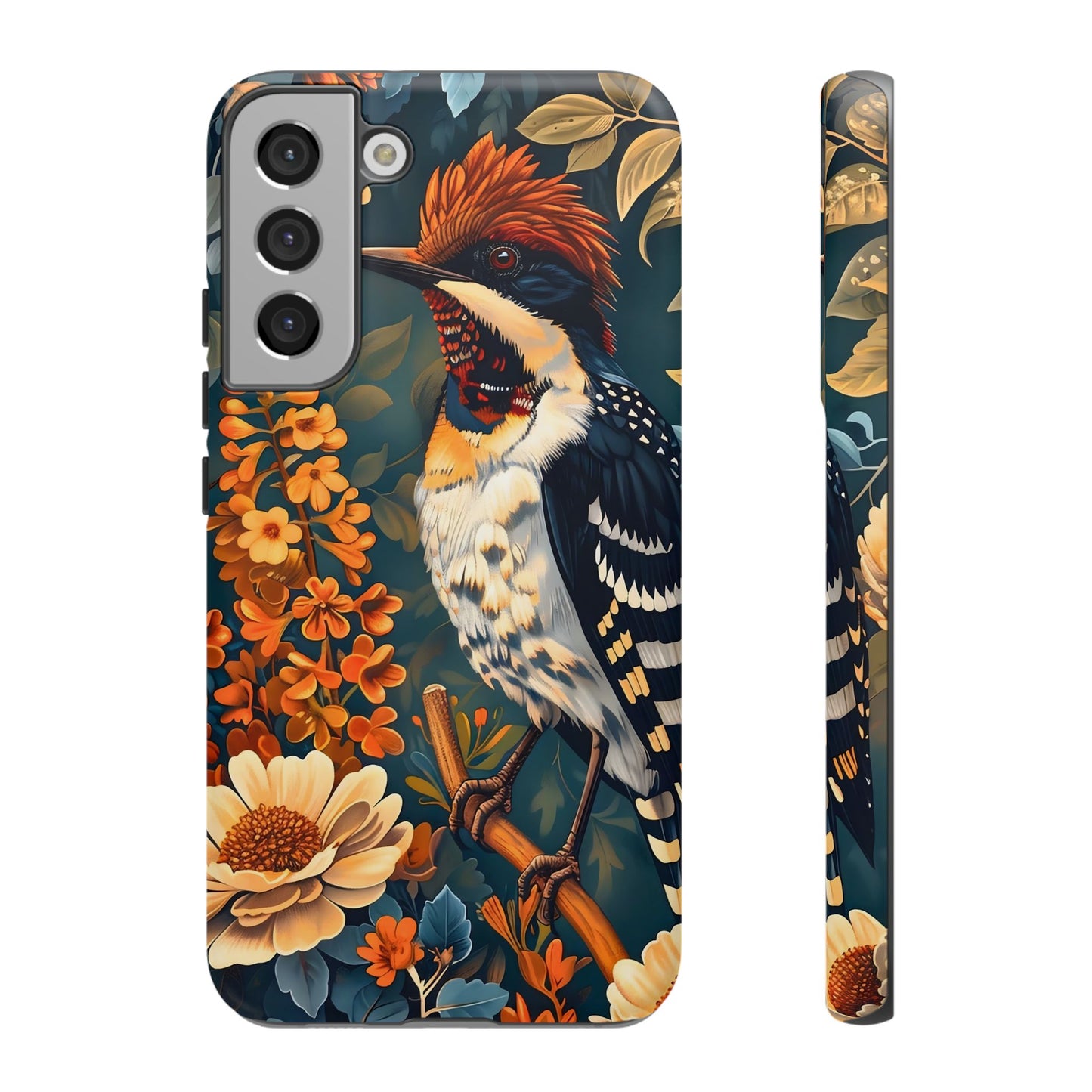 Tough Cases: Floral Bird Phone Case, Vintage Style Cover, Nature Lover Gift, Botanical Design, Spring Inspire Fashion