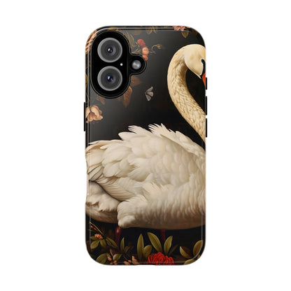 Elegant Swan Phone Case, Artistic Mobile Cover, Floral Phone Protector, Stylish Gift for Her, Modern Phone Accessory