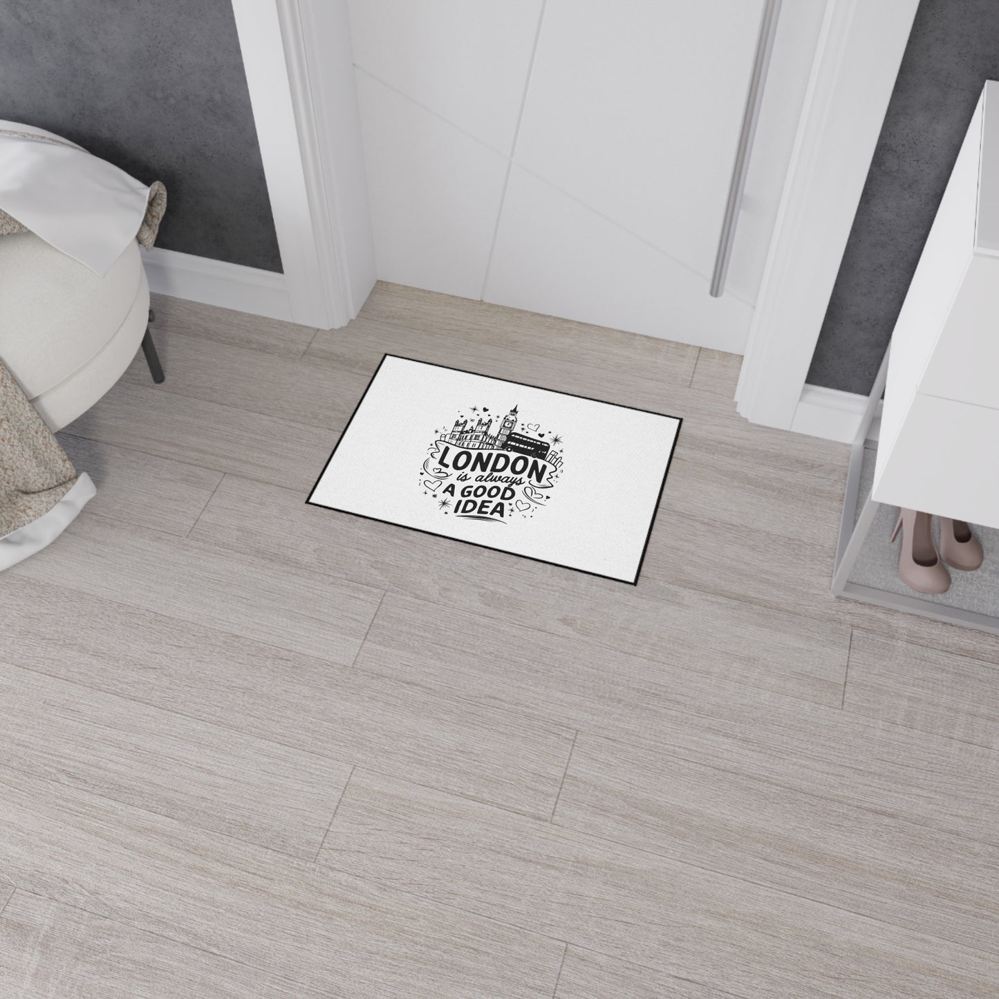 London-Inspired Floor Mat, Welcome Mat, Home Decor, Gift for Travelers, London Themed Entryway Mat