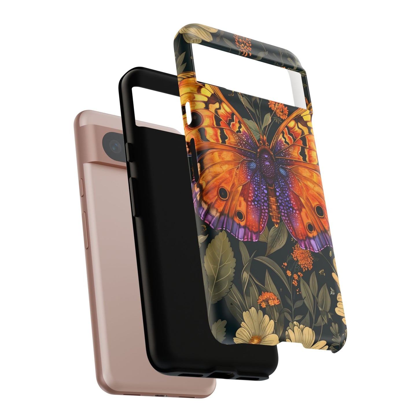 Butterfly Phone Case, Tough Cases for Nature Lovers, Vibrant Floral Design, Gift for Her, Cute Phone Accessories, Butterfly Artwork