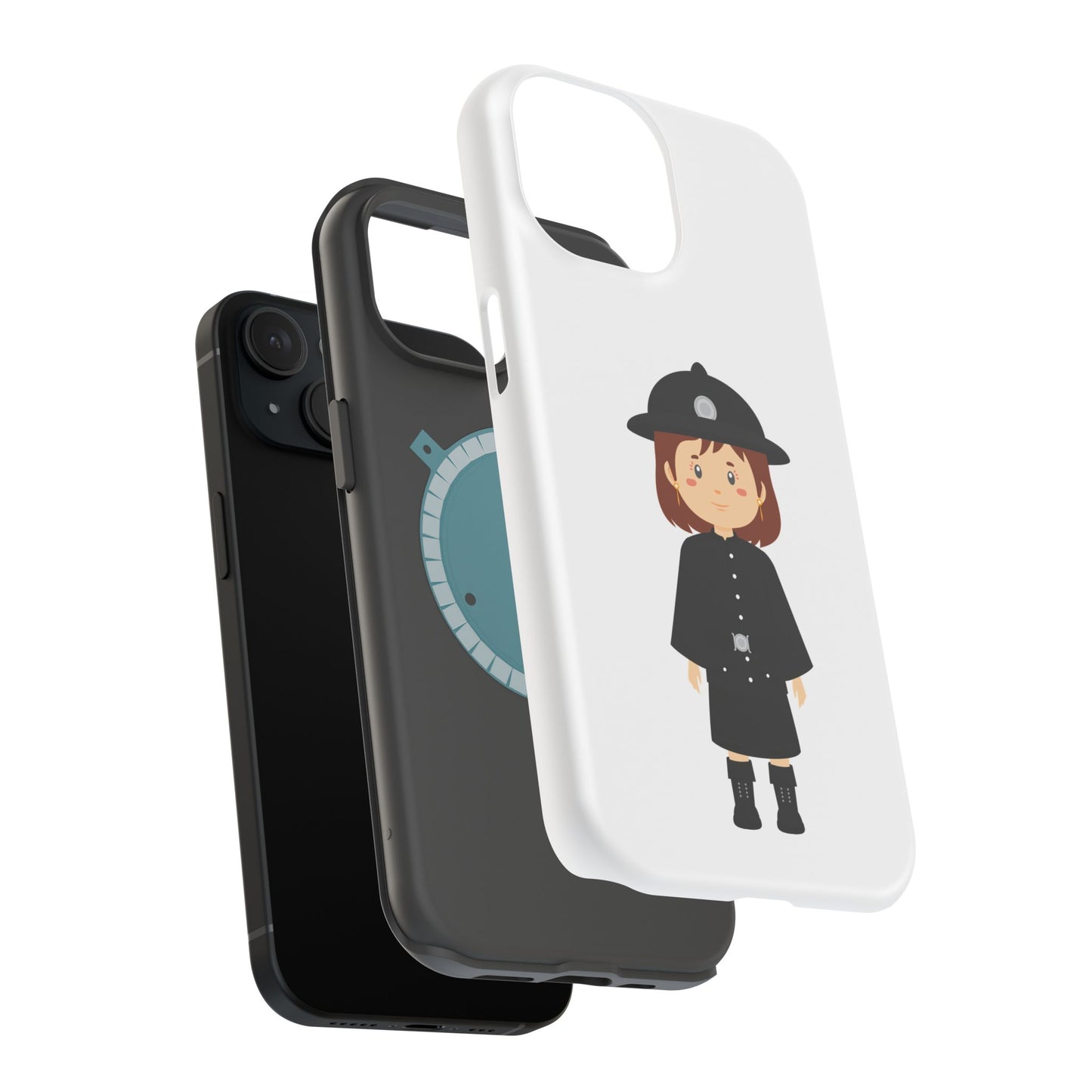 Cute Police Officer Magnetic Tough Case for iPhone, Gift for Police Lovers, Kid's Phone Case, Durable Protector, Fun Design