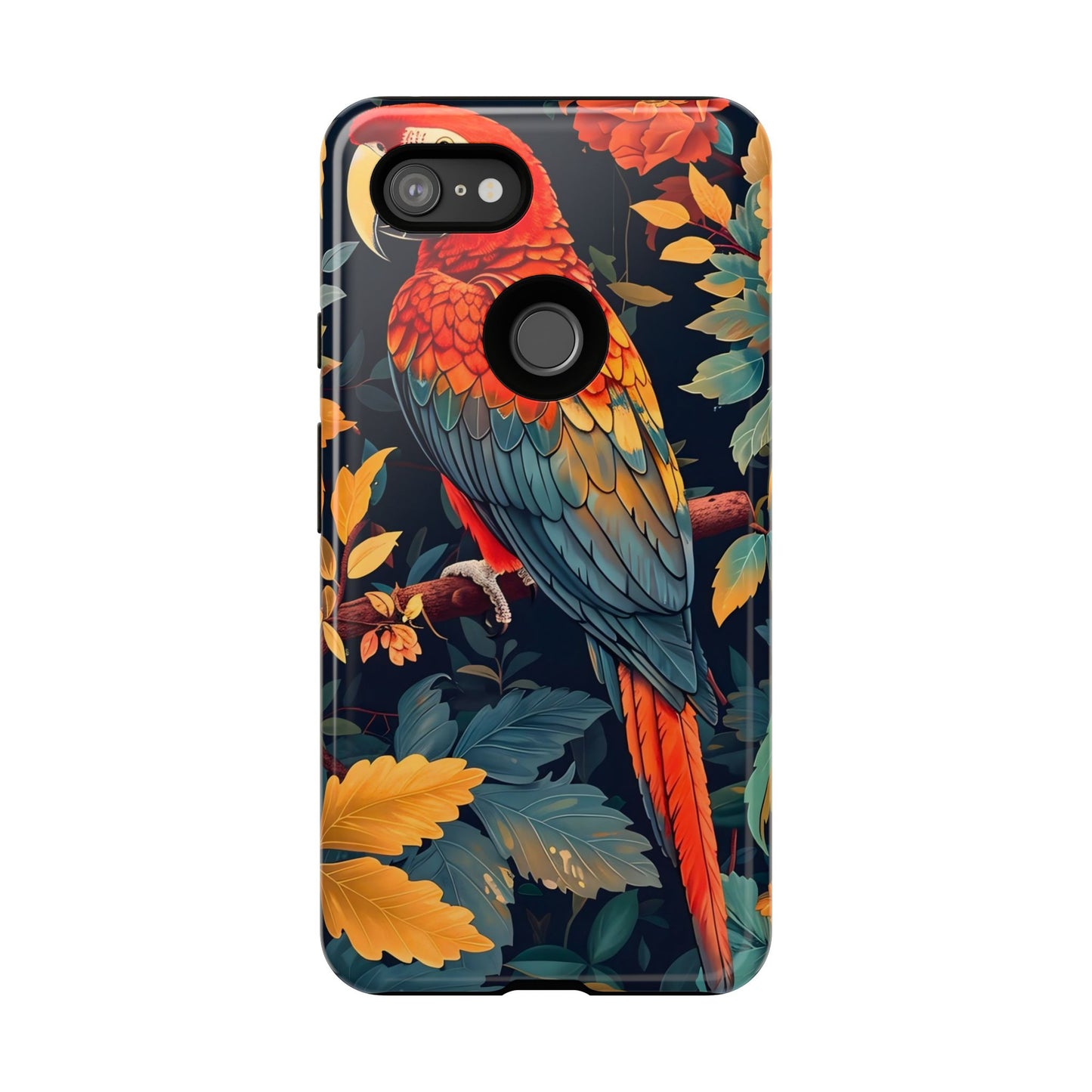 Tough Cases - Tropical Parrot Phone Case, Bohemian Phone Cover, Vibrant Floral Design, Bird Lover Gift, Travel Accessory