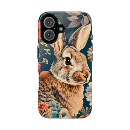 Floral Rabbit Phone Case, Cute Phone Cover, Tough Cases for Animal Lovers, Unique Gift for Birthdays, Nature-Themed Accessories