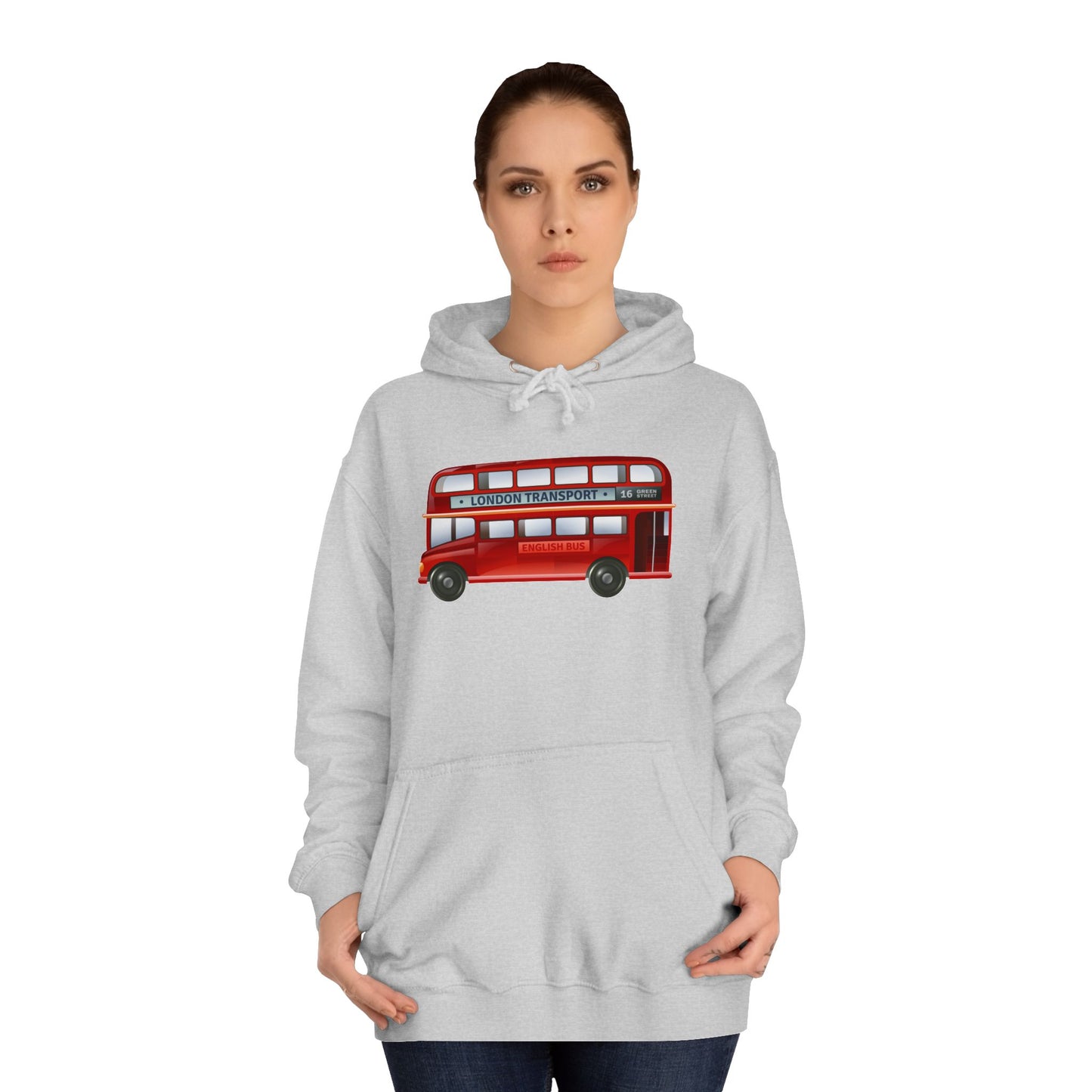 Unisex College Hoodie - Iconic Journeys - London’s Red Double-Decker