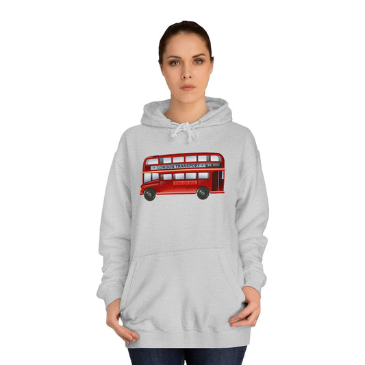 Unisex College Hoodie - Iconic Journeys - London’s Red Double-Decker