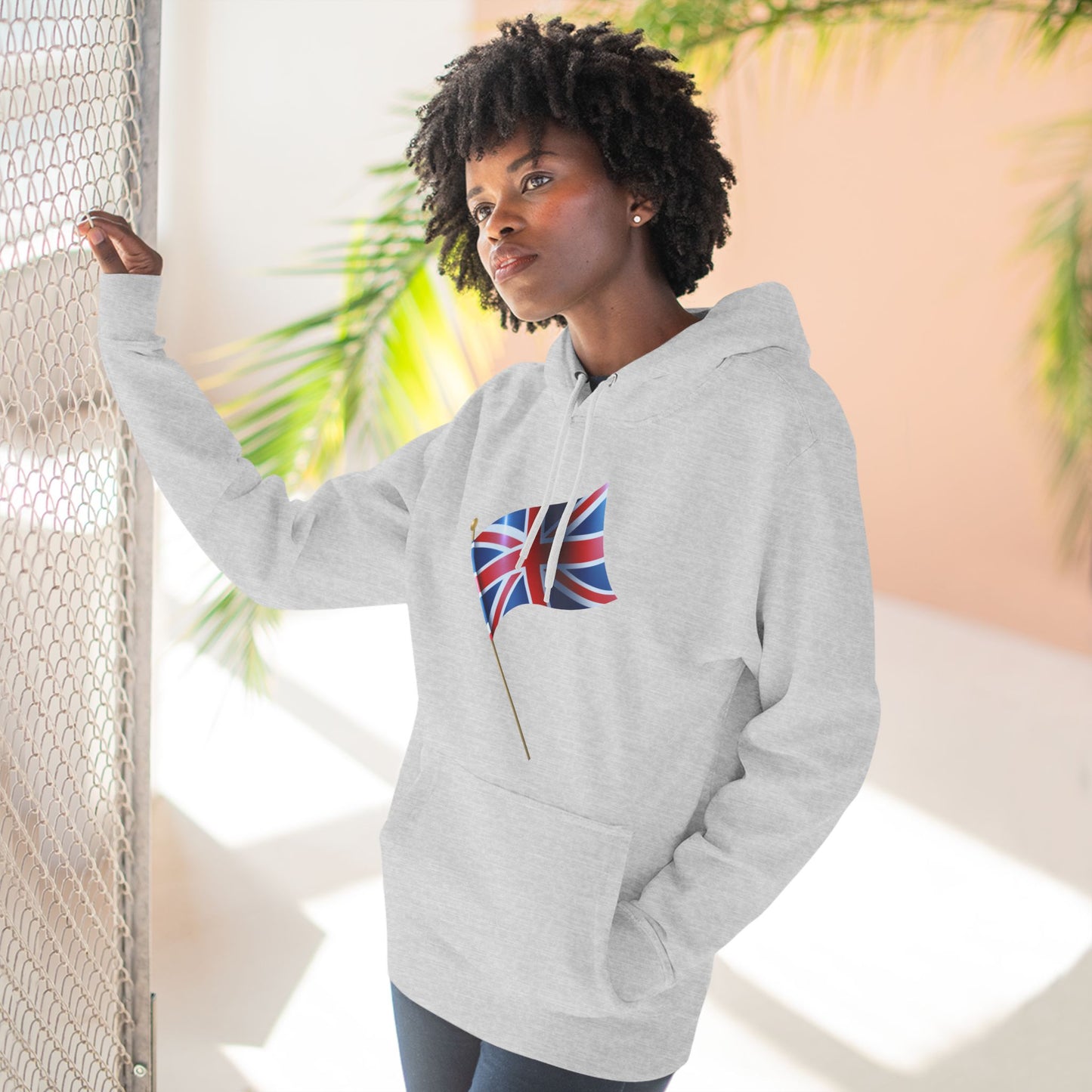 Three-Panel Fleece Hoodie - Waving Proud -The Union Jack Flag
