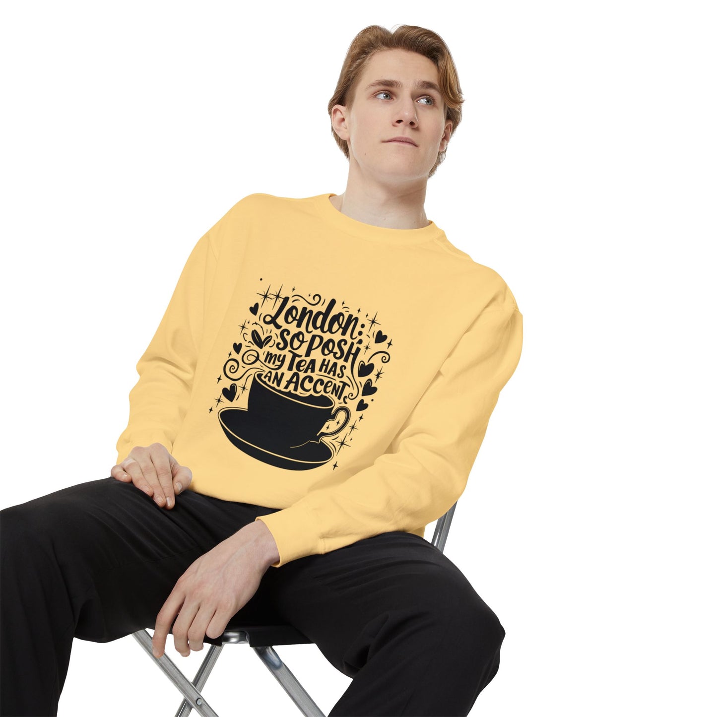 Unisex Garment-Dyed Sweatshirt Trendy - London's Nostalgic Tea