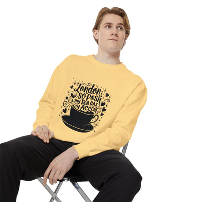 Unisex Garment-Dyed Sweatshirt Trendy - London's Nostalgic Tea
