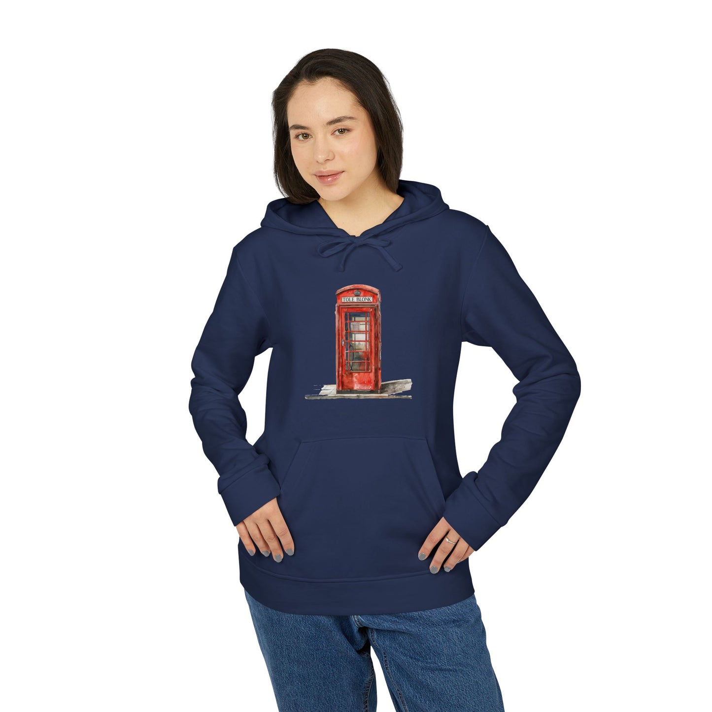 adidas Unisex Fleece Hoodie - Iconic British Public Telephone - Classic Red Phone Box Design