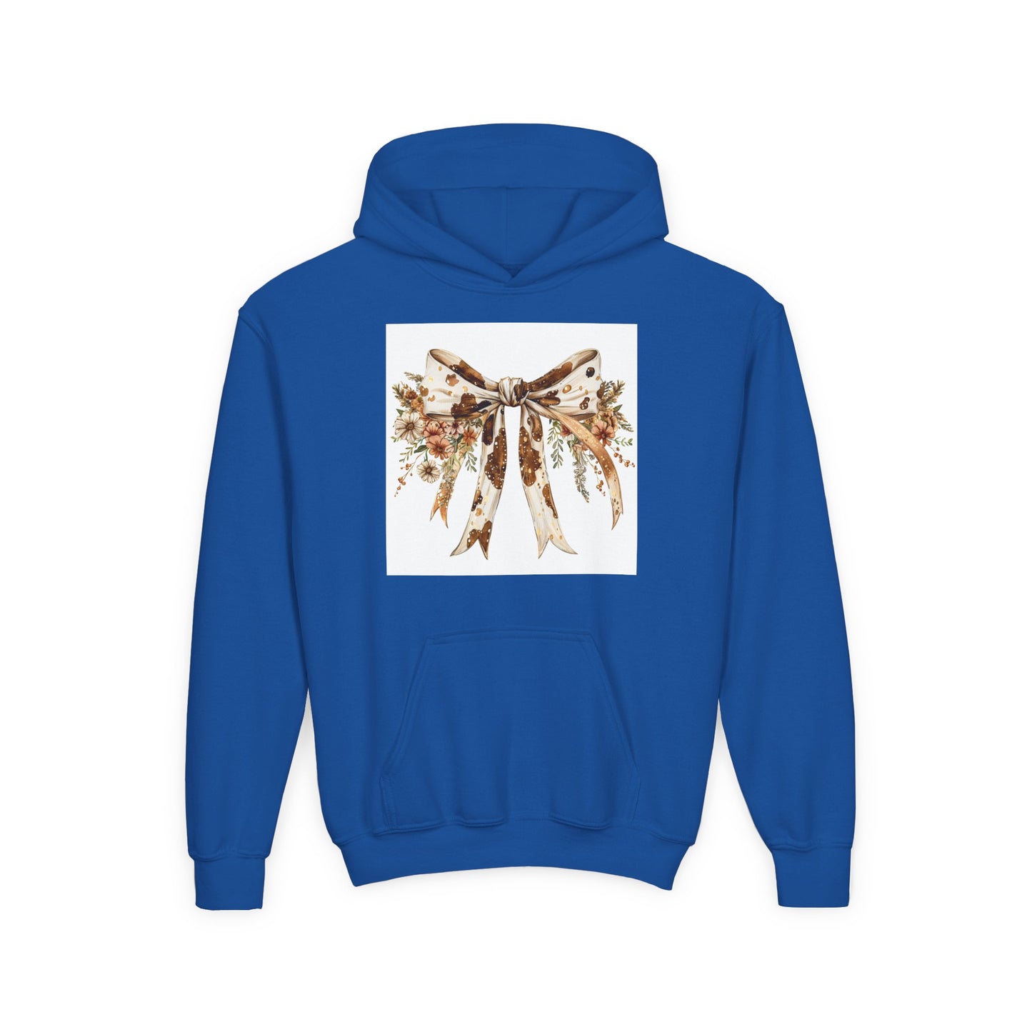 Floral Bow Youth Hoodie - Cozy Fall Fashion for Kids