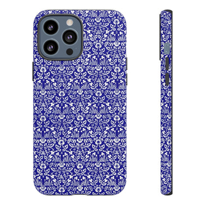 Elegant Floral Phone Case - Tough Cases, Blue Floral Design, Stylish Phone Accessory, Unique Gift, Modern Tech Protection