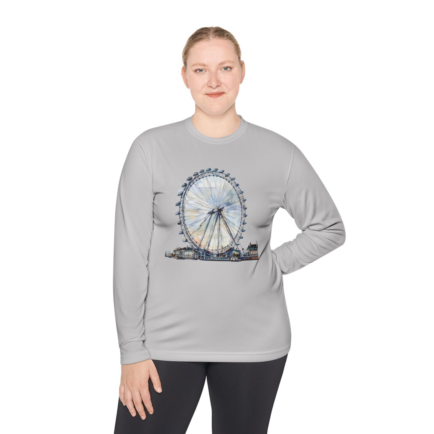 Unisex Lightweight Long Sleeve Tee - London Eye - Perfect for Travel Lovers