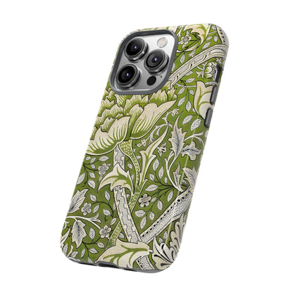 Stylish Phone Case with Floral Design, Durable Protective Cover for iPhone, Unique Gift for Birthdays, Mother's Day, Green Aesthetic