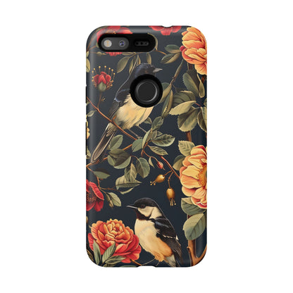 Floral Phone Case with Birds, Botanical iPhone Cover, Bird Lover Gift, Nature-Inspired Accessories, Eco-Friendly Mobile Case