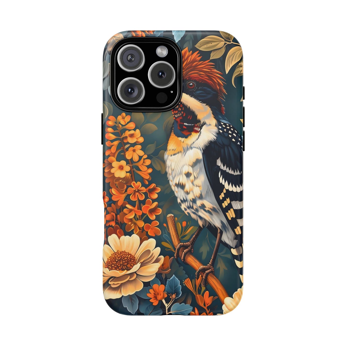 Tough Cases: Floral Bird Phone Case, Vintage Style Cover, Nature Lover Gift, Botanical Design, Spring Inspire Fashion