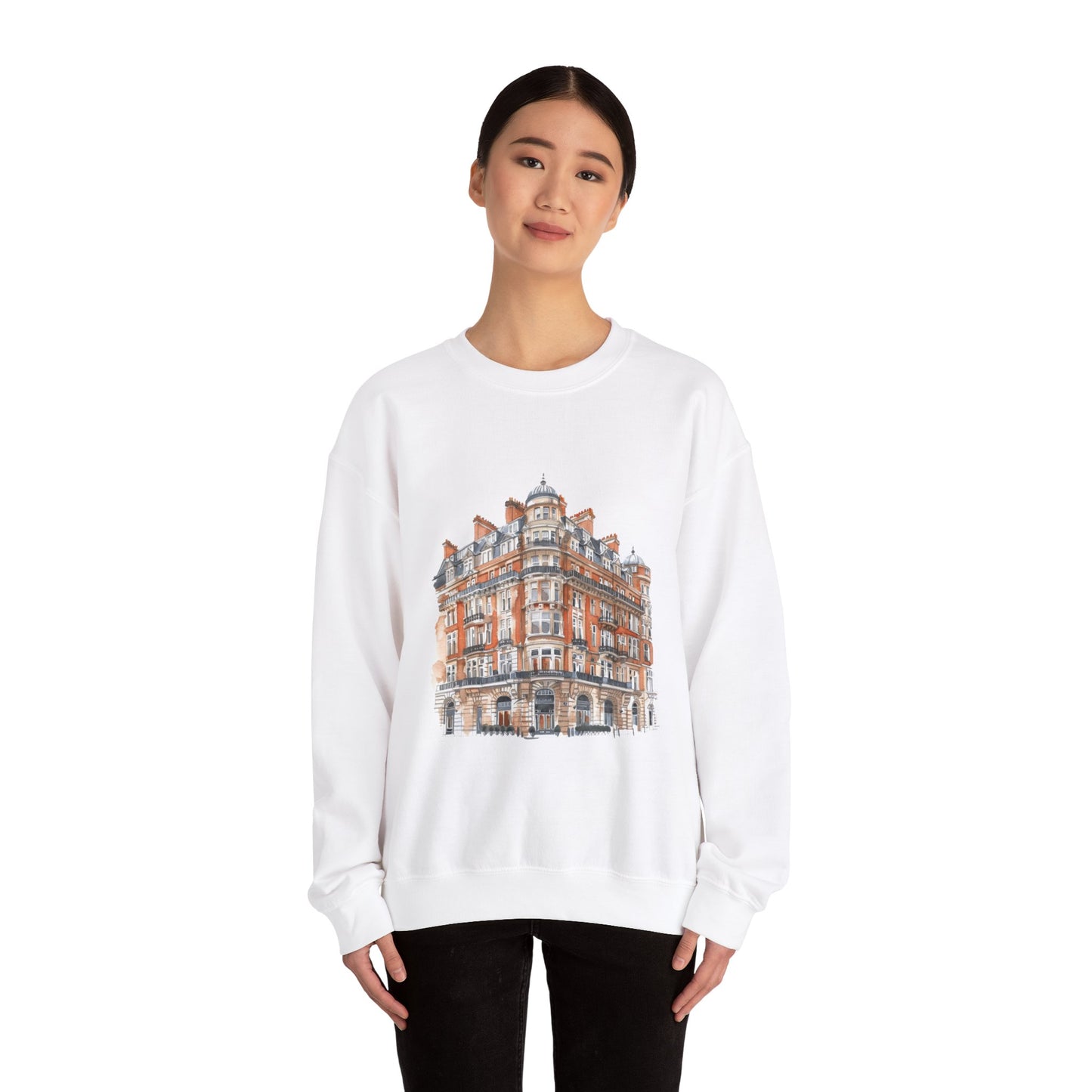 Unisex Heavy Blend™ Crewneck Sweatshirt - Classic British Architecture - Elegant Historic Building