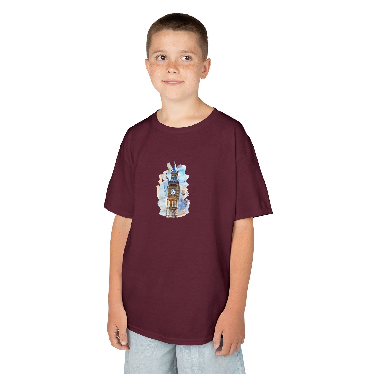 Kids Tee - London's Big Ben Landmark Painting -  Fun Graphic Shirt for Young Explorers
