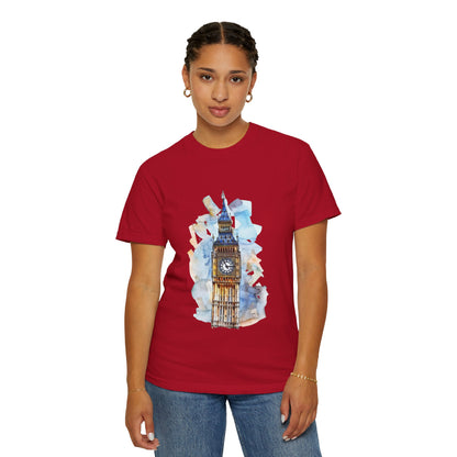 Unisex Garment-Dyed T-shirt - Iconic Big Ben Clock Tower Design