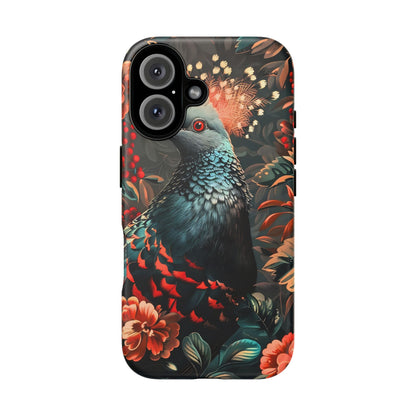 Floral Peacock Phone Case, Tough Cases, Artistic Phone Cover, Unique Gift, Nature Lover Accessory, Protective Case