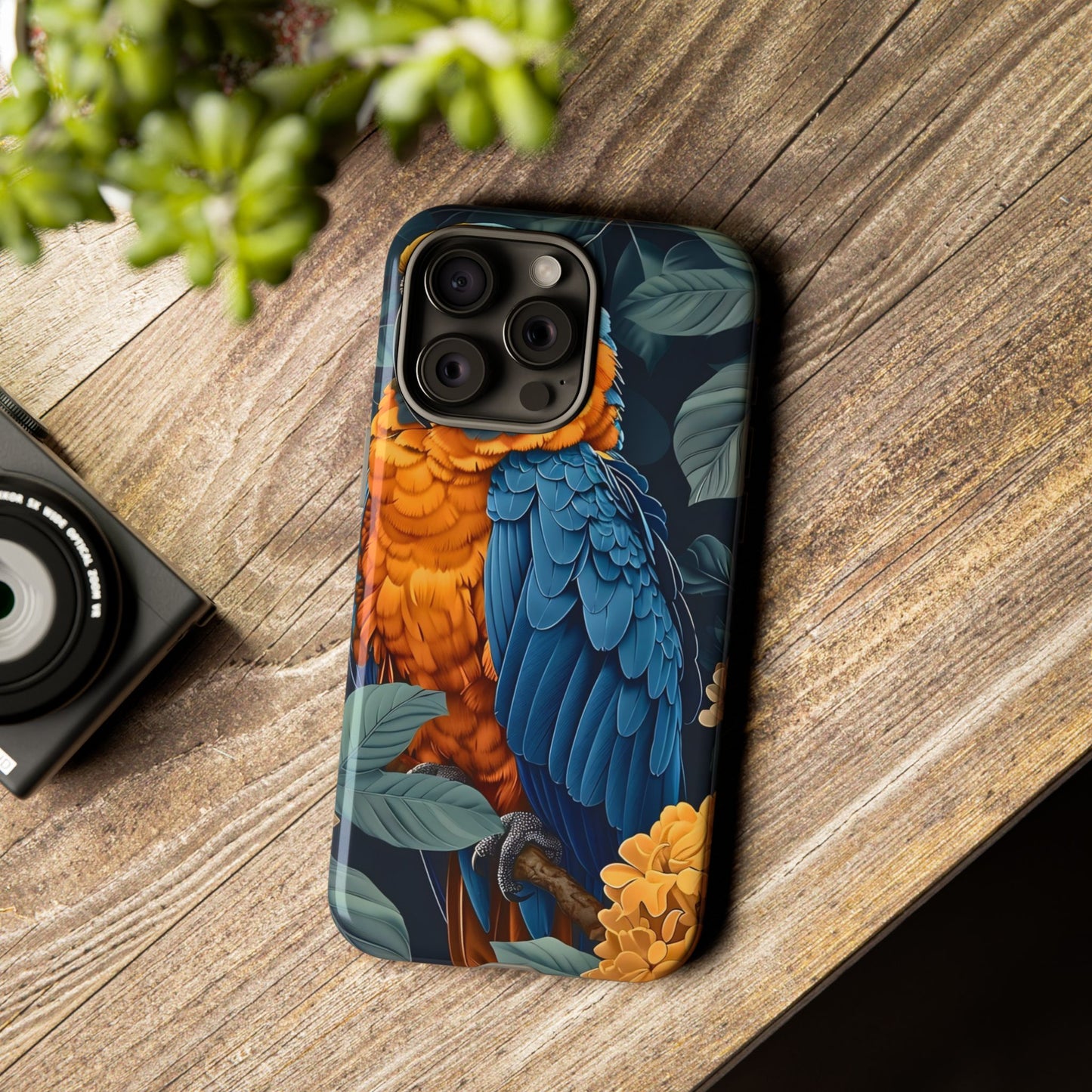 Tropical Parrot Phone Case - Tough Cases, Colorful Phone Cover, Nature Lover Gift, Floral Design, Bird Lover Accessory