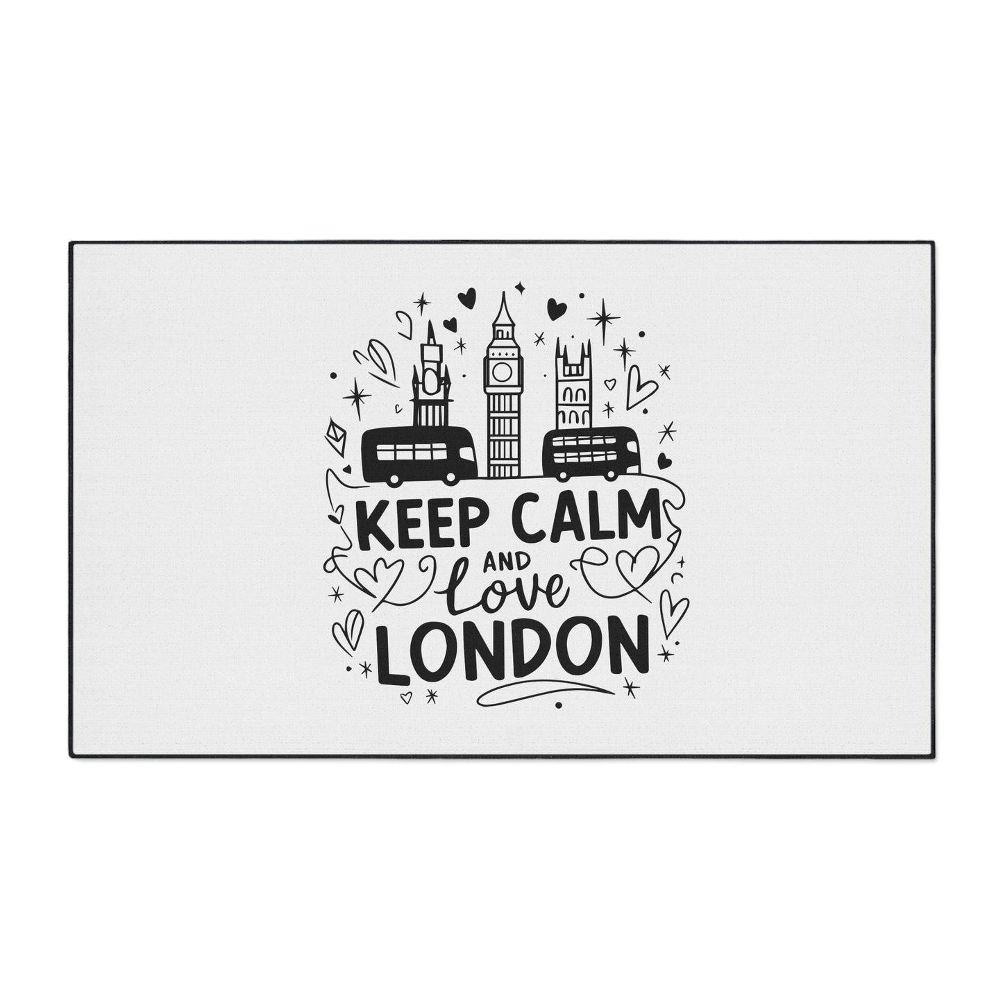 London-Themed Heavy Duty Floor Mat, Keep Calm and Love London Welcome Mat, Home Decor, Floor Fashion, Indoor/Outdoor Rug