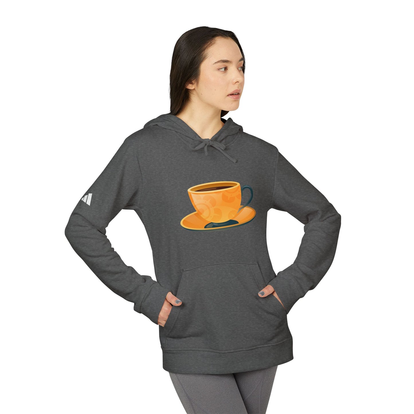 adidas Unisex Fleece Hoodie - Classic British Tea Kettle - Timeless Elegance in Tea Time