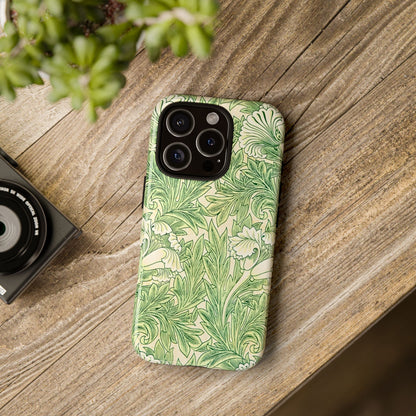Green Floral Phone Case, Botanical iPhone Cover, Tough Phone Shell, Nature-inspired Gift, Eco-friendly Tech Accessory