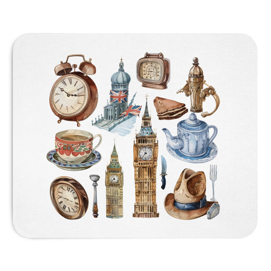 Vintage British Landmark Mouse Pad, Retro Desk Accessory, Gift for Travelers, Home Office Decor, Unique Workstation