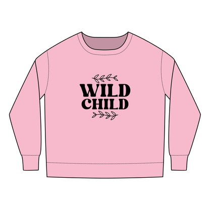 Toddler Sweatshirt - Wild Child Boho Retro Typography Design - Cozy and Fun Kids Apparel