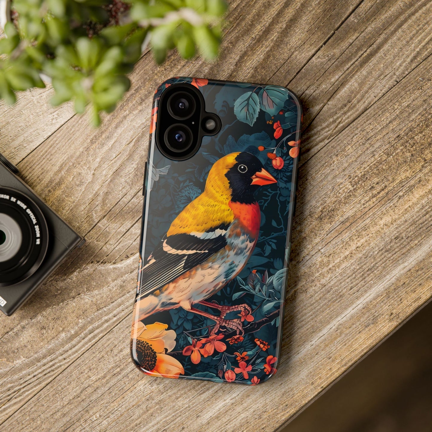 Colorful Bird Phone Case, Floral Phone Cover, Tough Phone Protector, Nature Lover Gift, Botanical Case, Unique Mobile Accessory