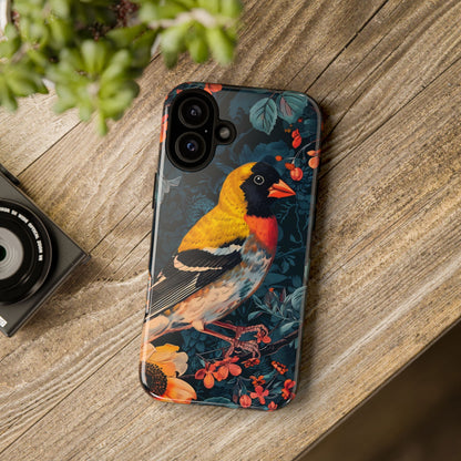 Colorful Bird Phone Case, Floral Phone Cover, Tough Phone Protector, Nature Lover Gift, Botanical Case, Unique Mobile Accessory