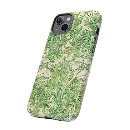 Green Floral Phone Case, Botanical iPhone Cover, Tough Phone Shell, Nature-inspired Gift, Eco-friendly Tech Accessory