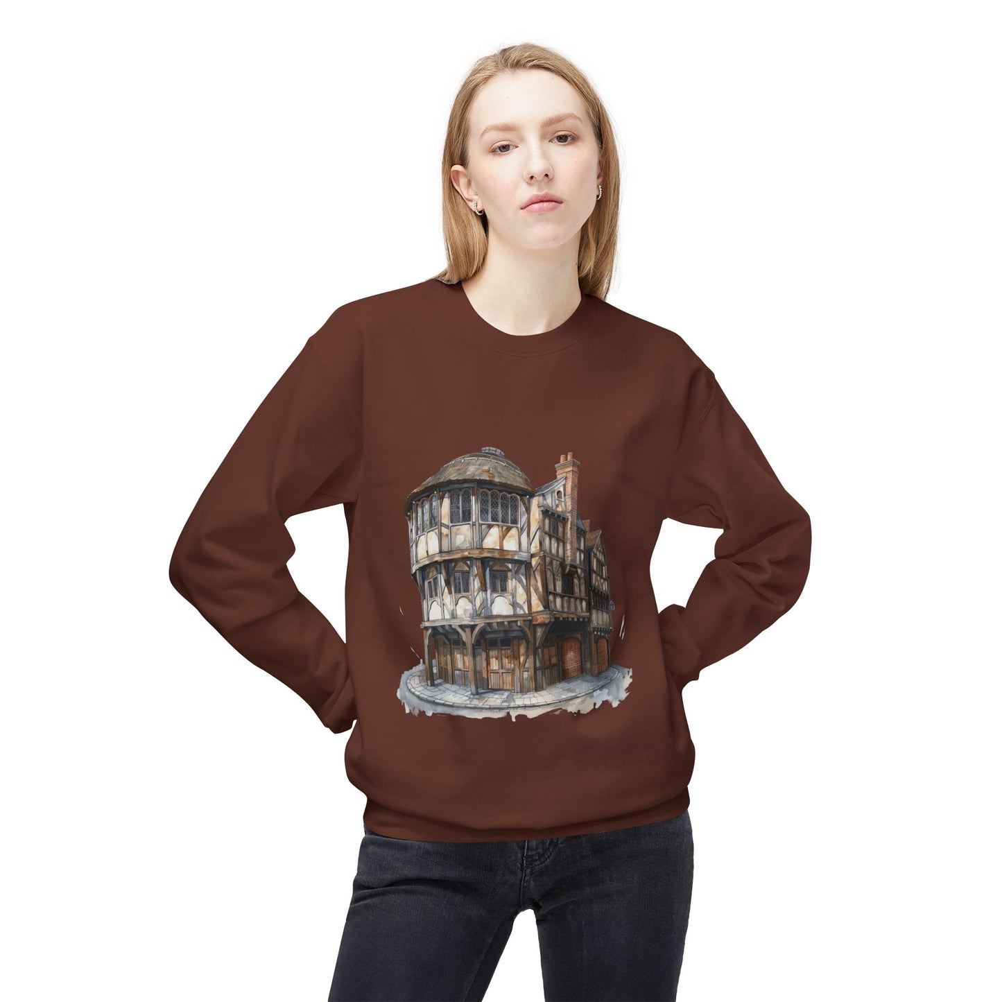 Unisex Midweight Softstyle Fleece Crewneck Sweatshirt - Hearth & Ale - The Cozy British Pub Vibe