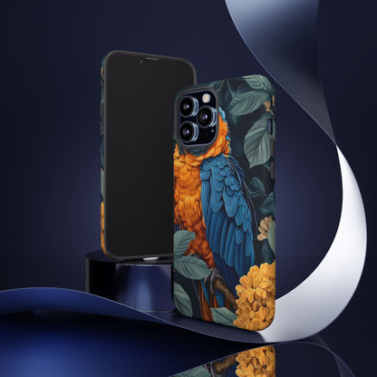 Tropical Parrot Phone Case - Tough Cases, Colorful Phone Cover, Nature Lover Gift, Floral Design, Bird Lover Accessory