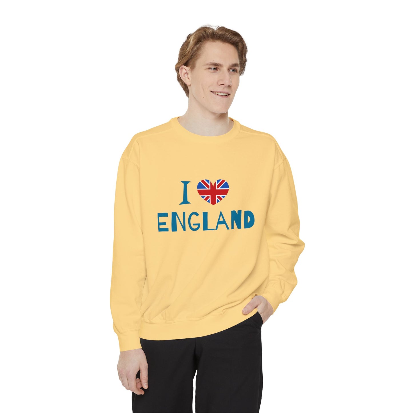 Unisex Garment-Dyed Sweatshirt Relaxed - I Love England