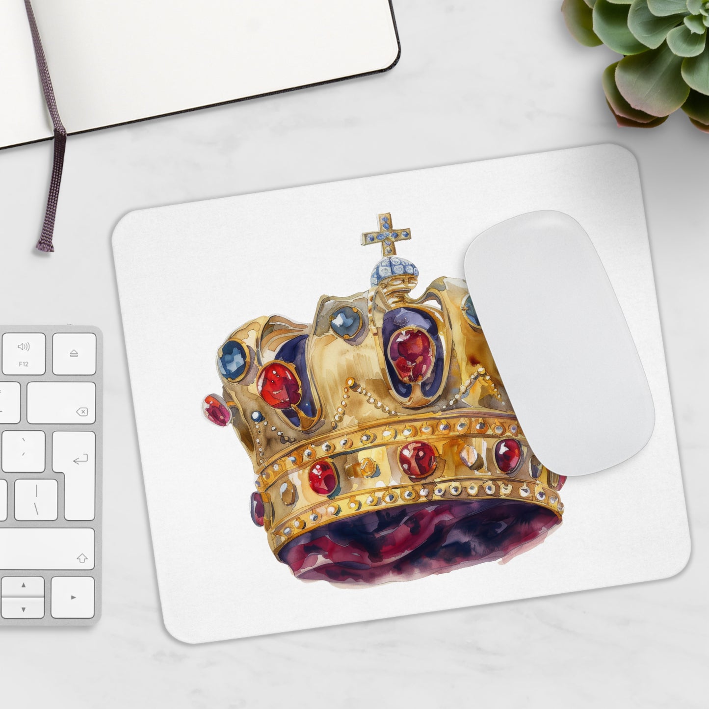 Regal Crown Mouse Pad | Royal Desk Accessory, Office Gift, Gamer Gear, Unique Home Decor, Elegant Computer Mat