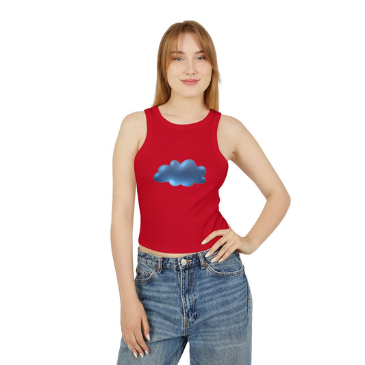 Women's Micro Rib Racer Tank Top - Serene Cloudscape