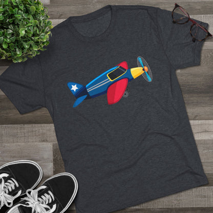 Vintage Airplane Illustration - Retro Aviation Cozy Unisex Tri-Blend Crew Tee