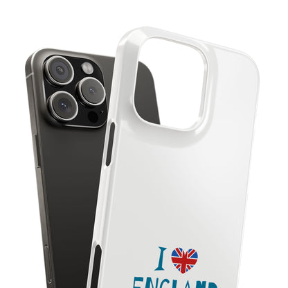 I Love England Slim Phone Case, UK Pride Phone Cover, Gift for Travelers, Smartphone Accessory, England Souvenir Case