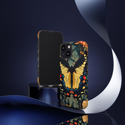 Butterfly Floral Phone Case, Art-inspire Tough Case, Gift for Nature Lovers, Butterfly Pattern Cover, Eco-Friendly Mobile Accessory
