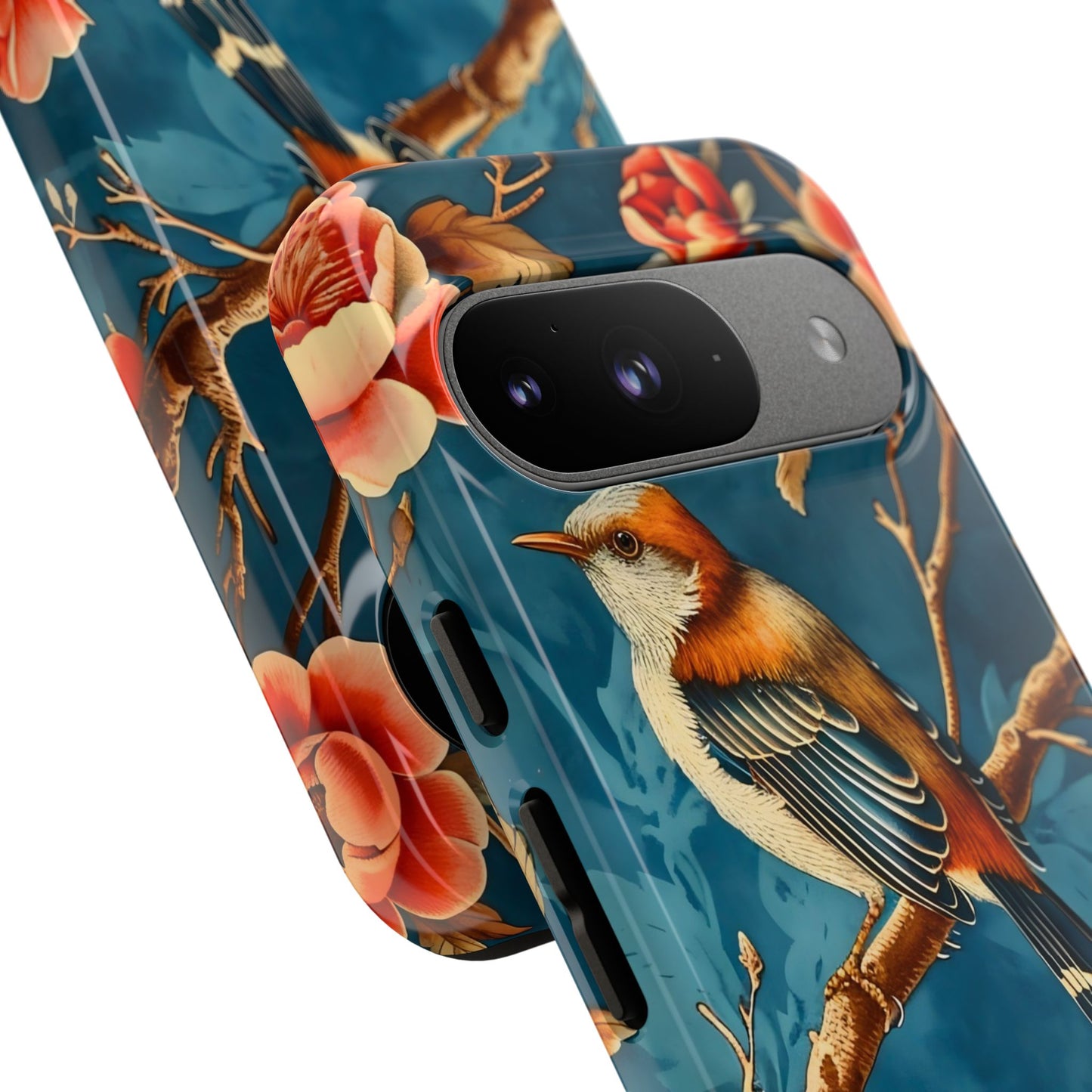 Bird & Floral Phone Case, Tough Cases for Nature Lovers, Gift for Her, Customizable Design, Vibrant Tech Accessories